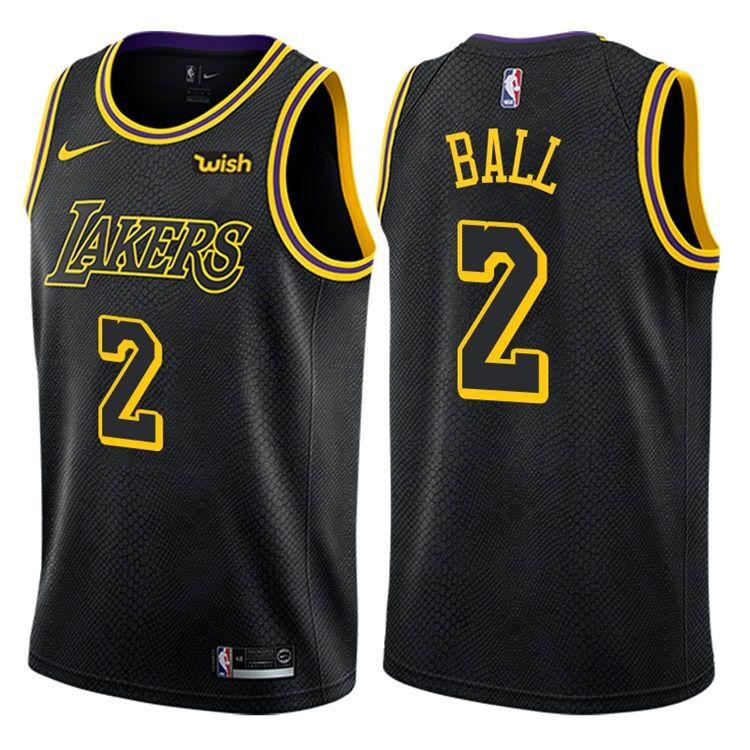 Баскетбольная джерси 2017-18 Lonzo Ball Lakers #2 City Black