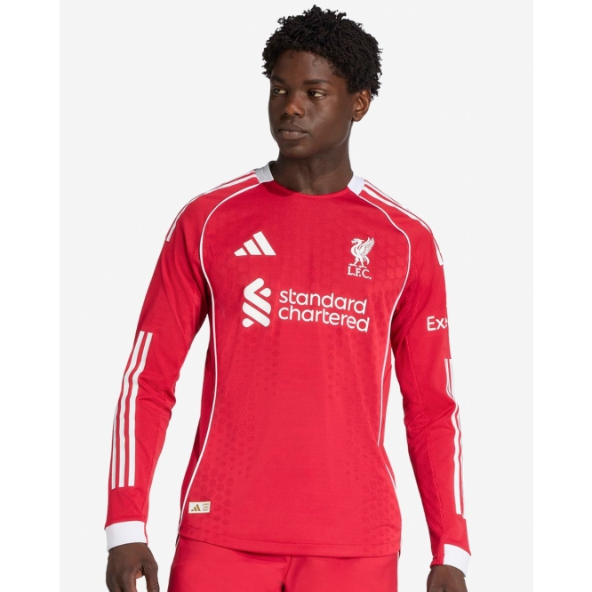 Футбольный лонгслив Liverpool FC adidas Mens 25/26 Authentic Home Long Sleeve Jersey