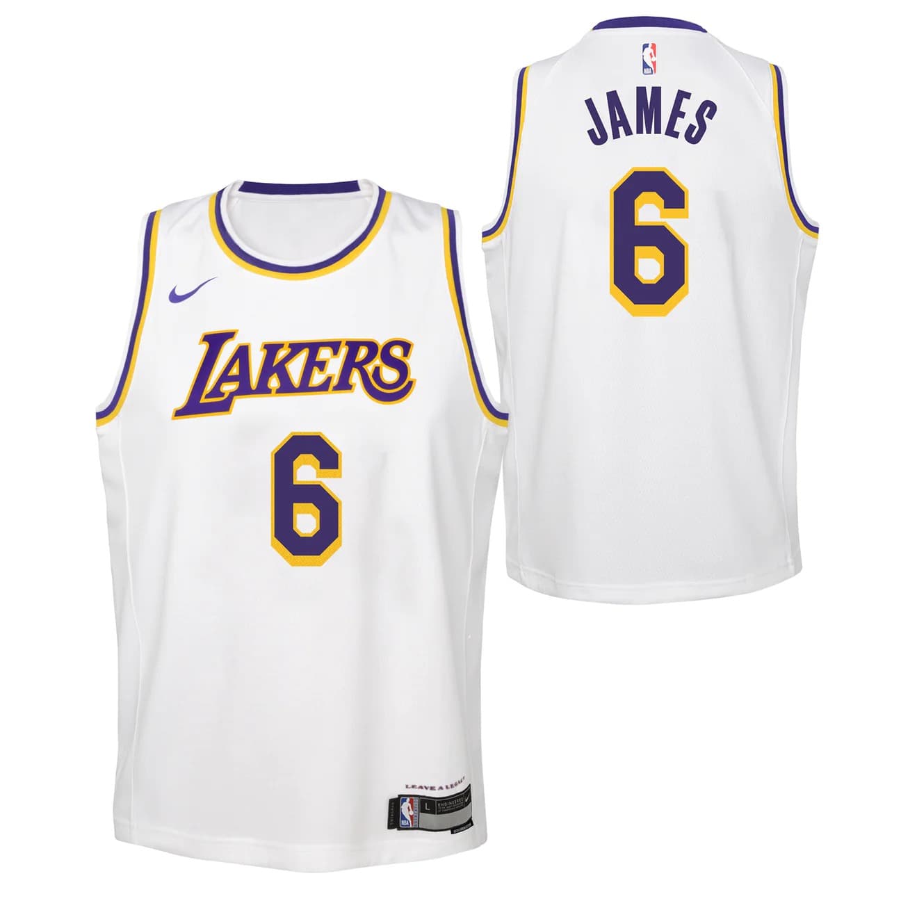 Баскетбольная джерси 2022-23 Los Angeles Lakers LeBron James #23 Youth Swingman Association Edition White Jersey