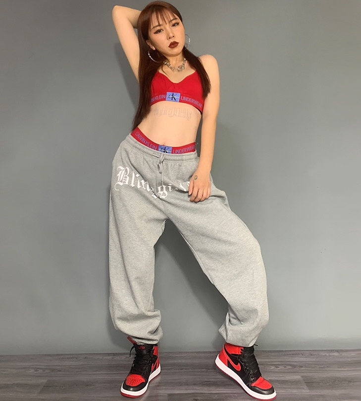 Спортивные брюки 2020 Blinggirls Hip-hop Style Sweatpants Grey/Black