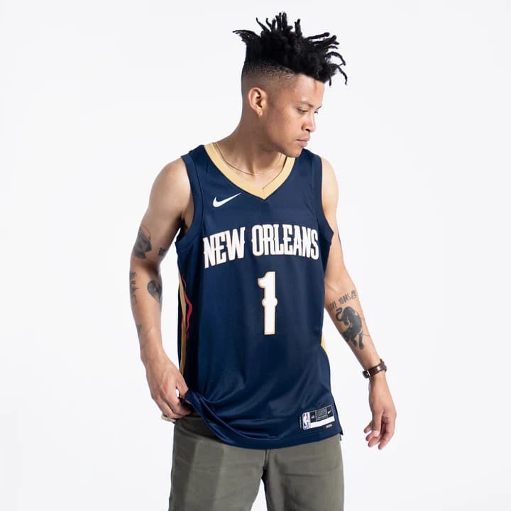 Баскетбольная джерси 2023-24 New Orleans Pelicans Zion Williamson #1 Swingman Icon Edition Navy Jersey