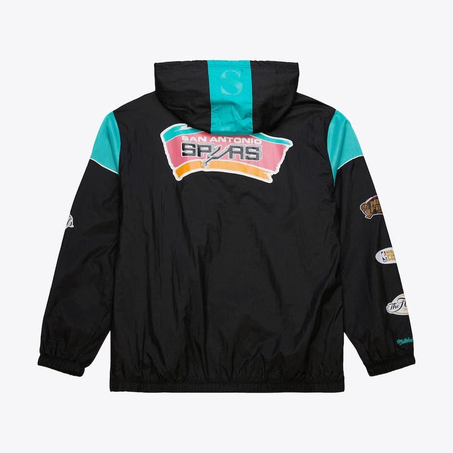 Анорак Mitchell & Ness Black San Antonio Spurs Team OG 3.0 Anorak Quarter-Zip Jacket