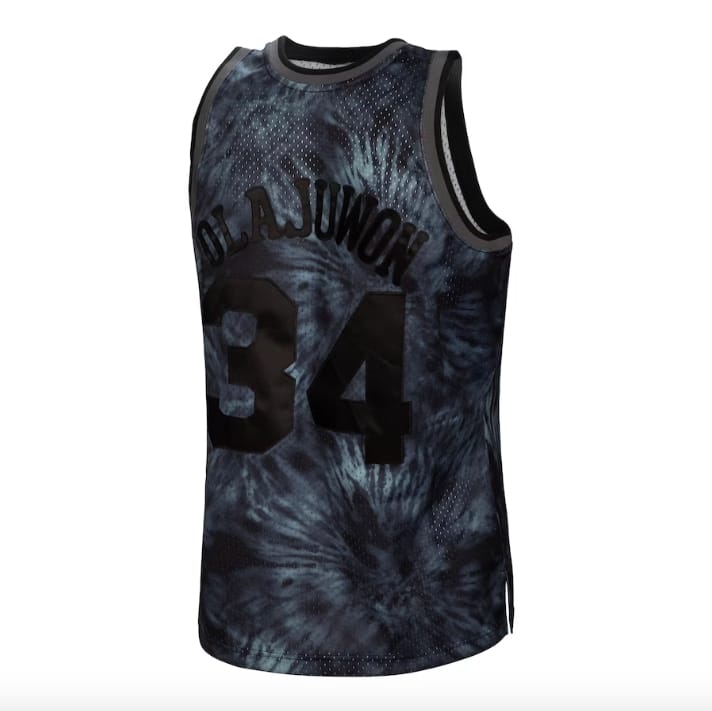 Баскетбольная джерси 1993-94 Houston Rockets #34 Hakeem Olajuwon Mitchell & Ness Tie-Dye Black Jersey