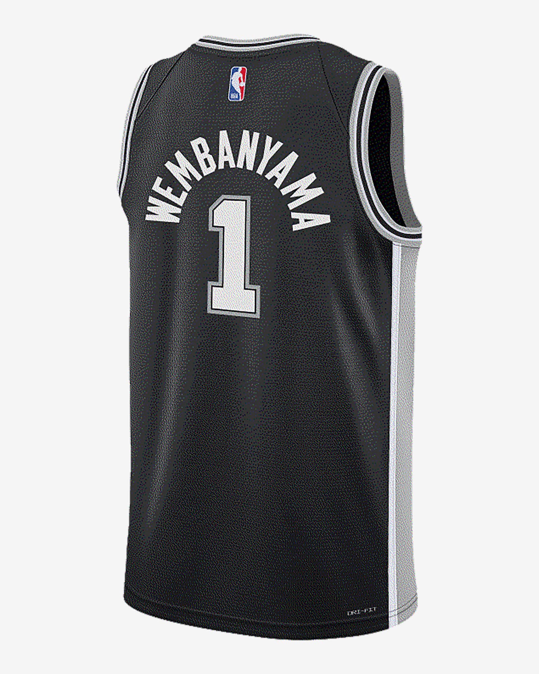 Баскетбольная джерси 2023-24 San Antonio Spurs Victor Wembanyama #1 Youth Swingman Icon Edition Black Jersey