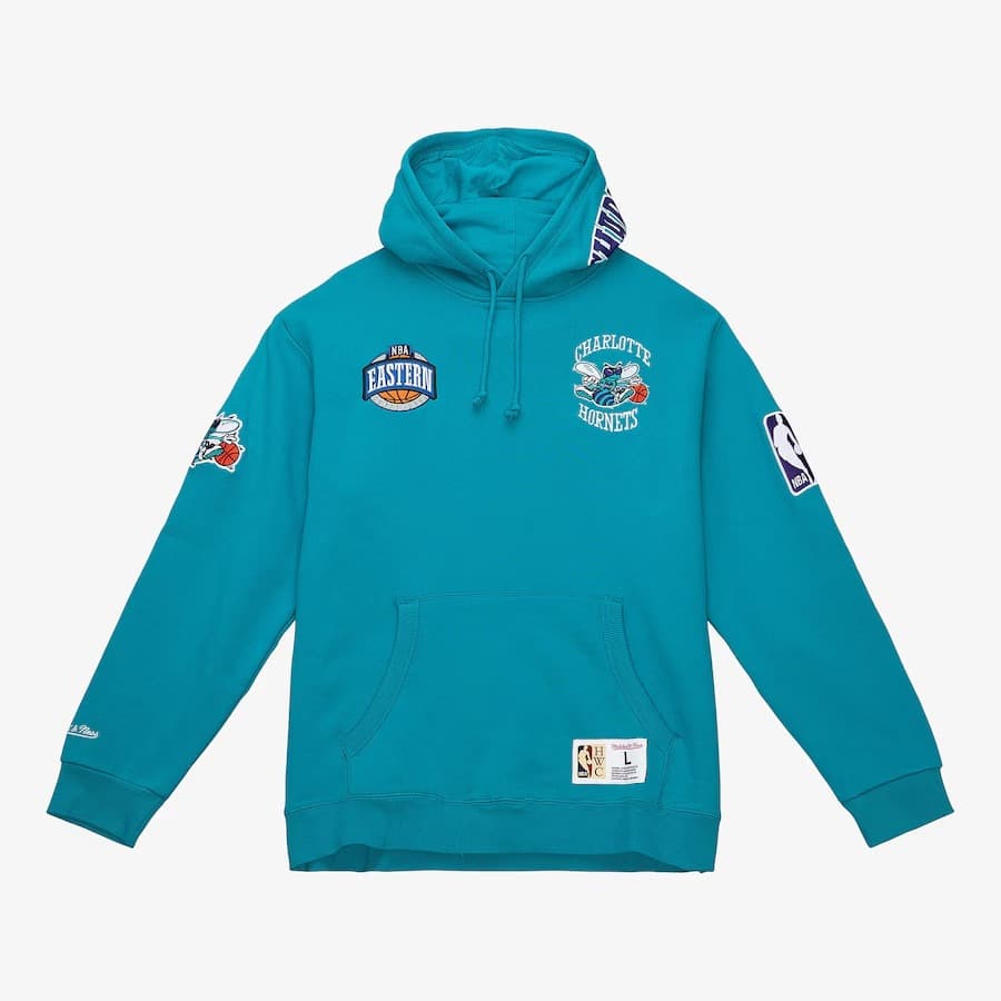 Худи Mitchell & Ness Teal Charlotte Hornets City Collection Fleece Pullover Hoodie