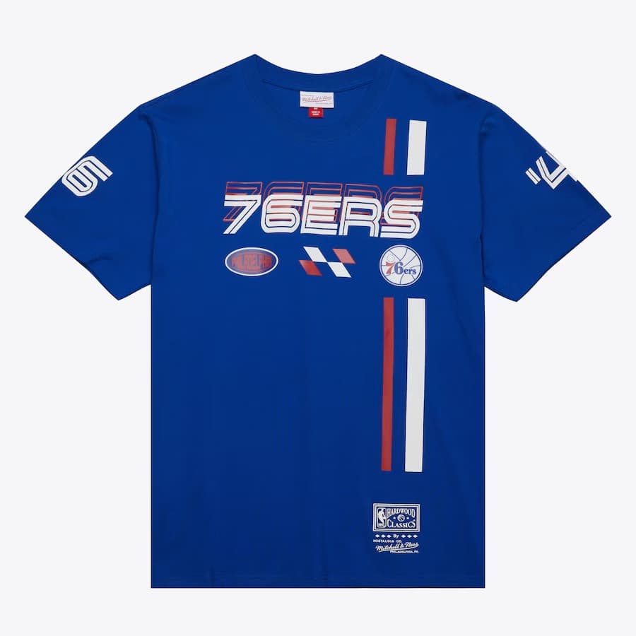 Футболка Mitchell & Ness Royal Philadelphia 76ers Speedway Blurred T-Shirt