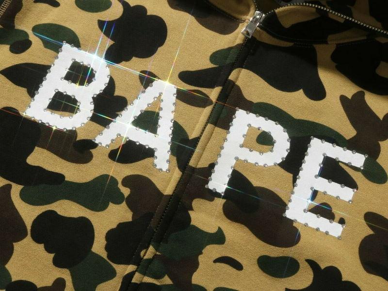 Худи BAPE 1st Camo Crystal Stone Full Zip Hoodie Yellow