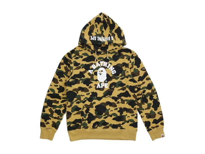 Худи BAPE 1st Camo College Logo Pullover Hoodie Yellow
