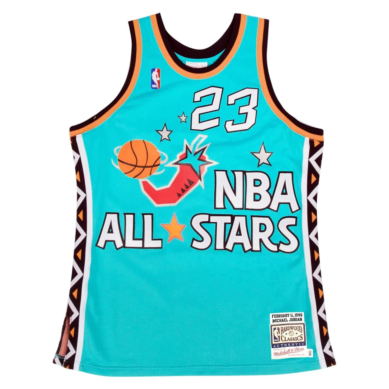 Баскетбольная джерси 1996 All Star Game Michael Jordan #23 Authentic Hardwood Classics Teal Jersey