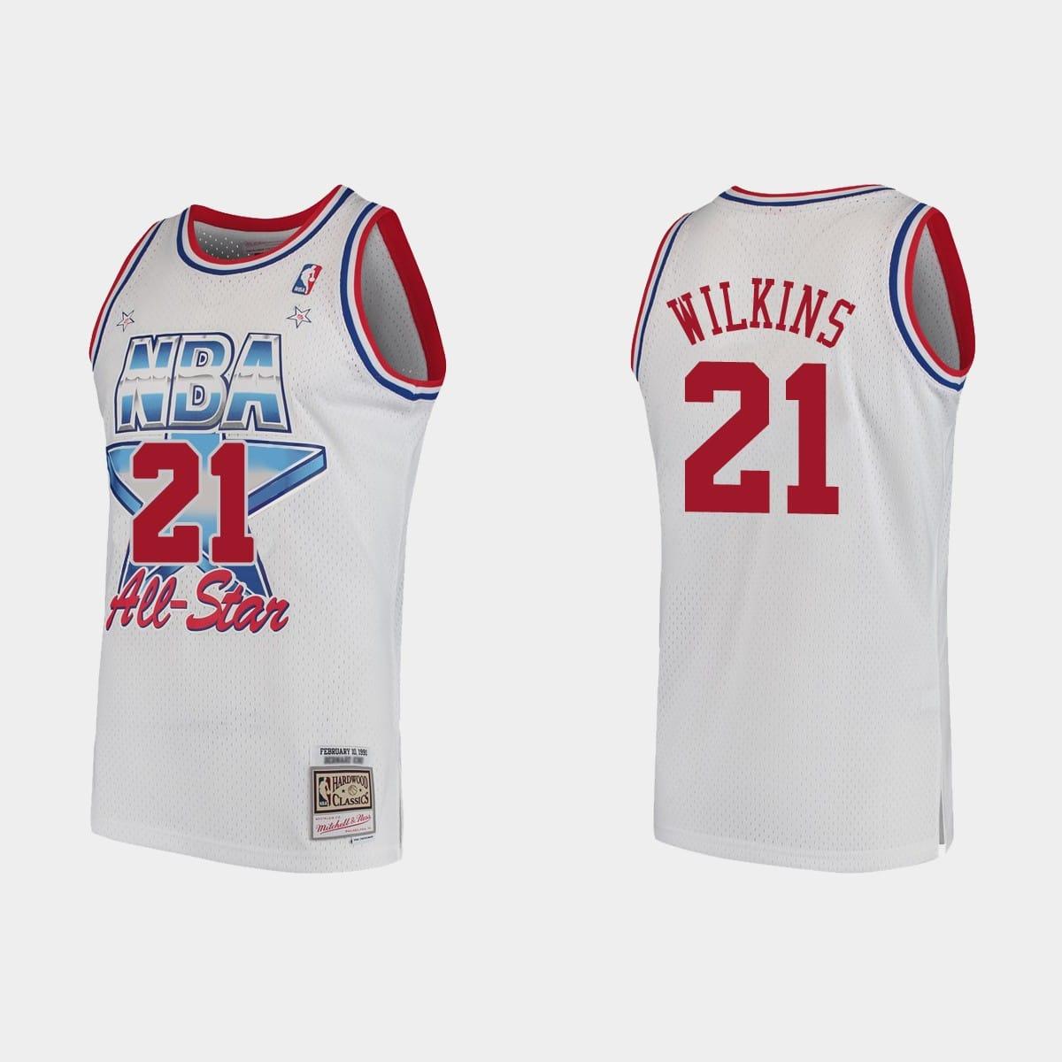 Баскетбольная джерси 1991 Atlanta Hawks #21 Dominique Wilkins  NBA All-Star White Jersey