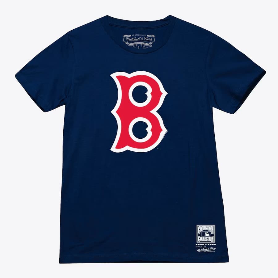Футболка Mitchell & Ness Navy Boston Red Sox Cooperstown Collection Basic Logo T-Shirt