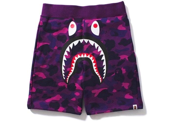 BAPE-Color-Camo-Shark-Sweat-Shorts-Purple