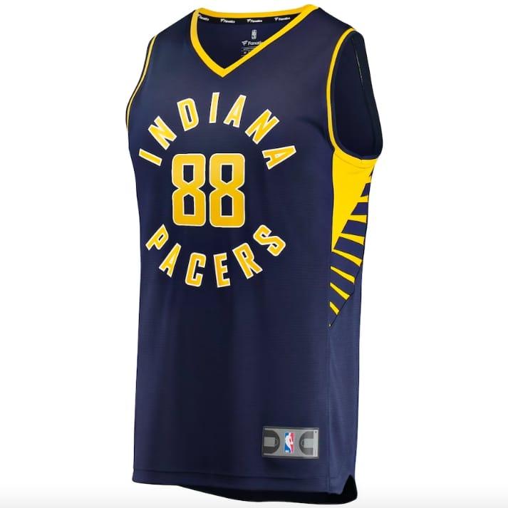 Баскетбольная джерси 2021-22 Indiana Pacers  #88 Goga Bitadze Fast Break Icon Navy Jersey