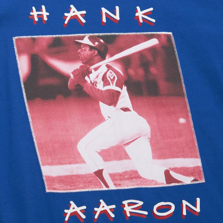Футболка Mitchell & Ness Hank Aaron Royal Atlanta Braves Player Crewneck T-Shirt