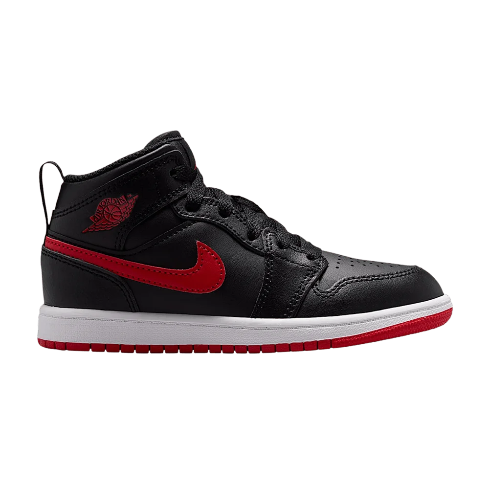 Krossovki-Air-Jordan-Jordan-1-Mid-PS-Black-White-University-Red