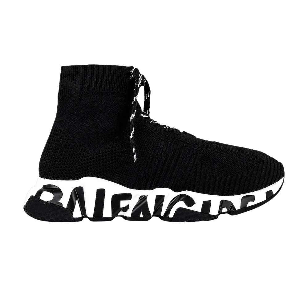 Krossovki-Balenciaga-Speed-Lace-Up-Graffiti-Sneaker-Black-White