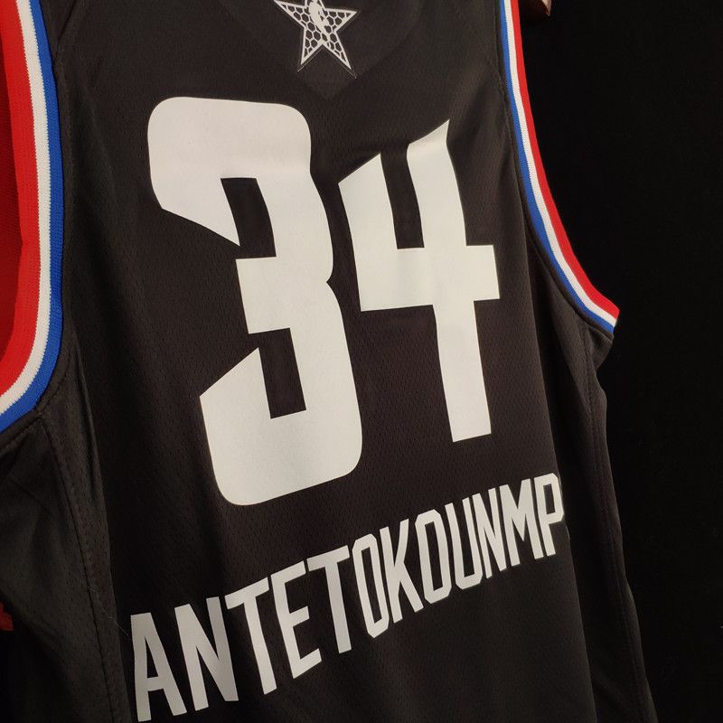 Баскетбольная джерси 2019 NBA All-Star Bucks Giannis Antetokounmpo #34 Black Swingman Jersey