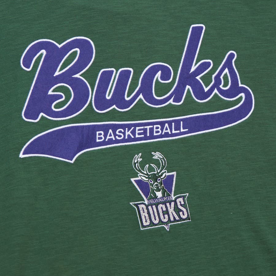Футболка Mitchell & Ness Green Milwaukee Bucks Vintage Logo Legendary Slub T-Shirt