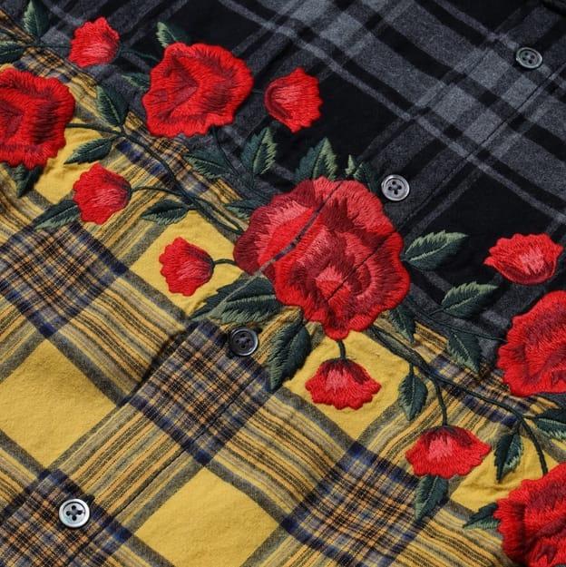 Рубашка Awake Embroidered Rose Flannel Shirt Yellow