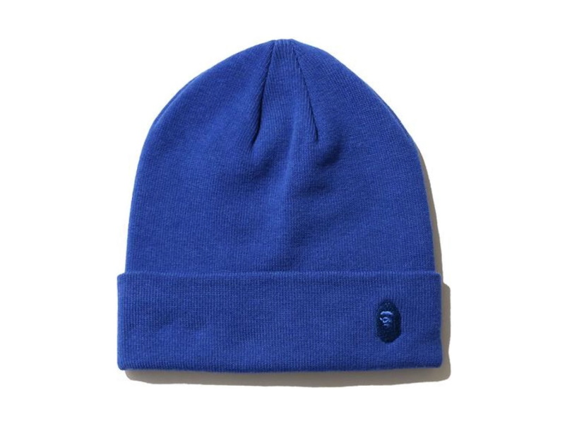 Шапка BAPE Ape Head One Point Knit Cap Blue/Blue