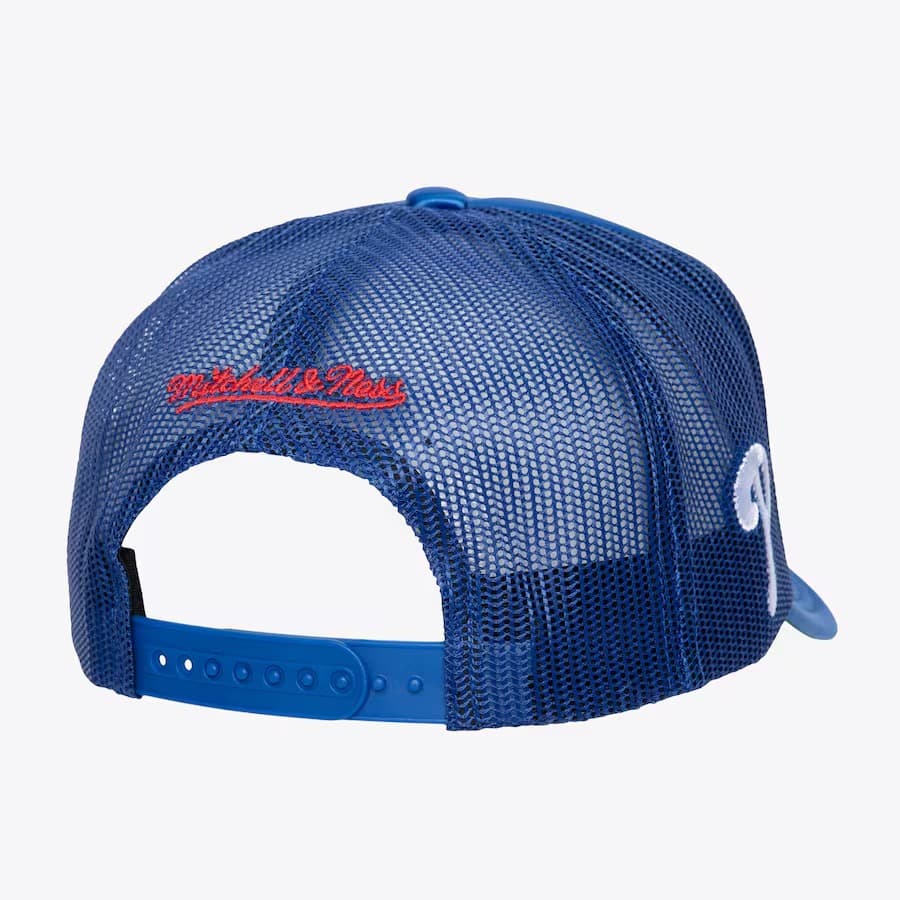 Бейсболка Mitchell & Ness Royal Philadelphia Phillies Satin Trucker Snapback Hat