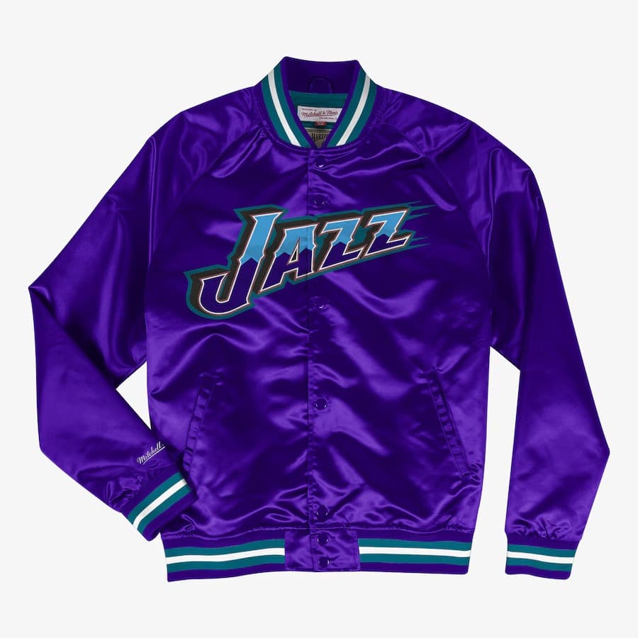 Бомбер Mitchell & Ness Purple Utah Jazz Lightweight Satin Full-Snap Jacket