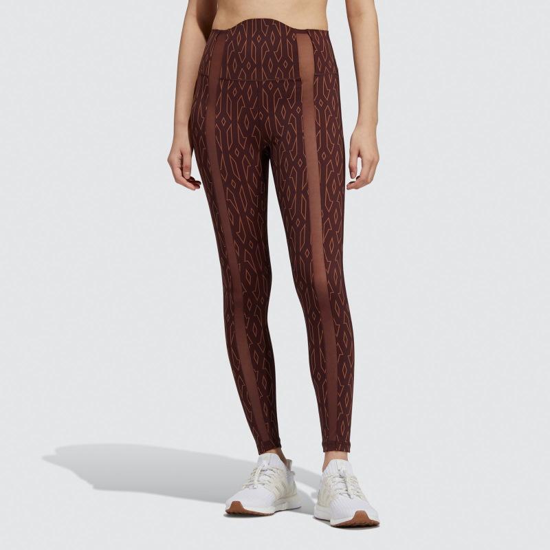 Тайтсы adidas Ivy Park Monogram Sheer Panel Tights Wild Brown/Night Red