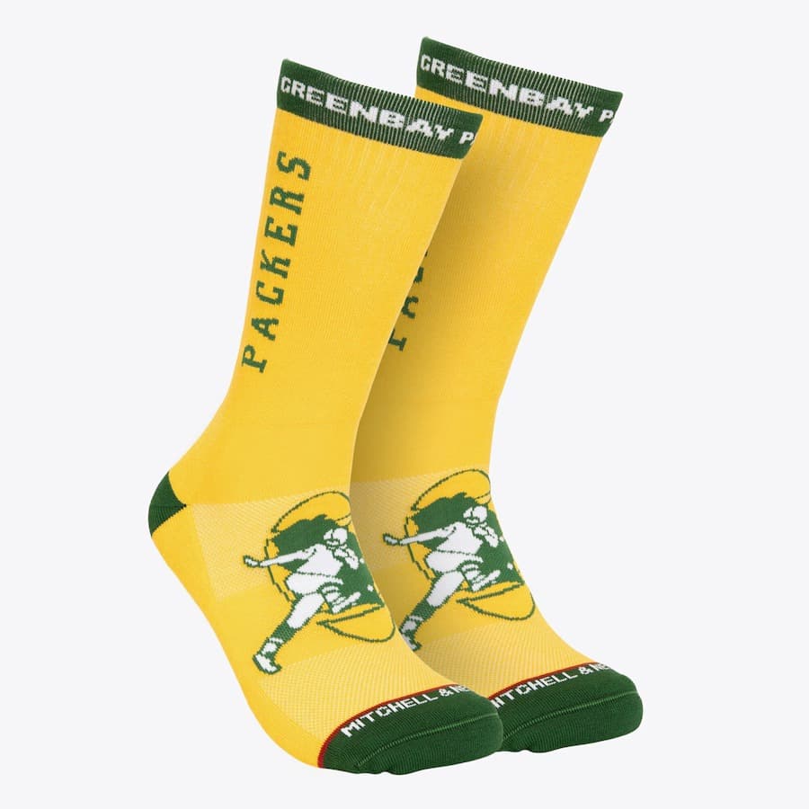 Спортивные носки Mitchell & Ness Gold Green Bay Packers Kick Off Crew Socks