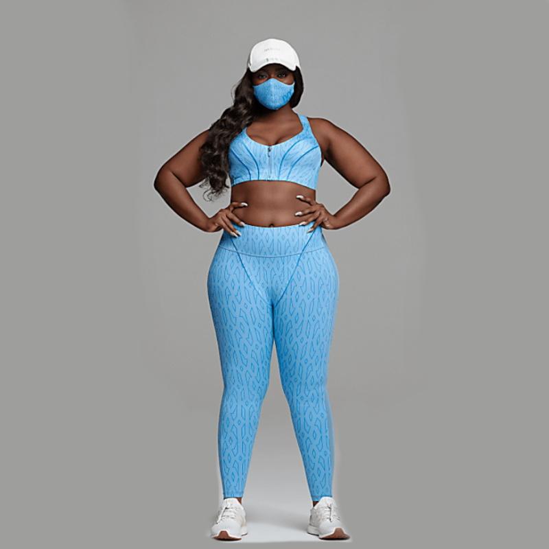 Тайтсы adidas Ivy Park Mesh Monogram Tights (Plus Size) Light Blue/Bright Blue