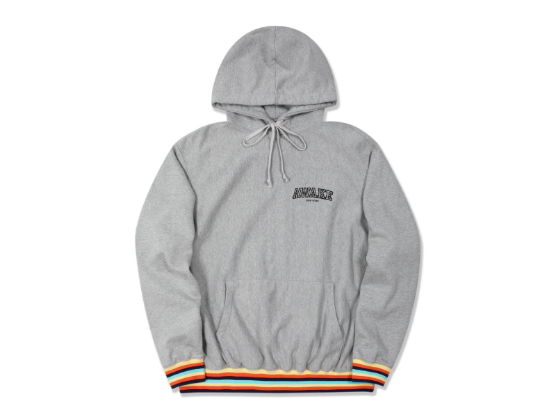 Худи Awake Blocked Logo with Stripe Rib Hoodie Heather Grey