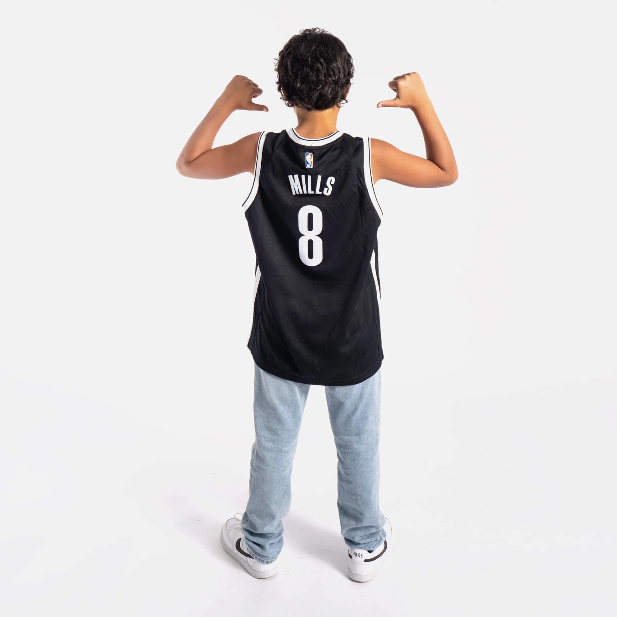 Баскетбольная джерси 2022-2023 Brooklyn Nets Patty Mills # 8 Youth Swingman Icon Edition Black Jersey