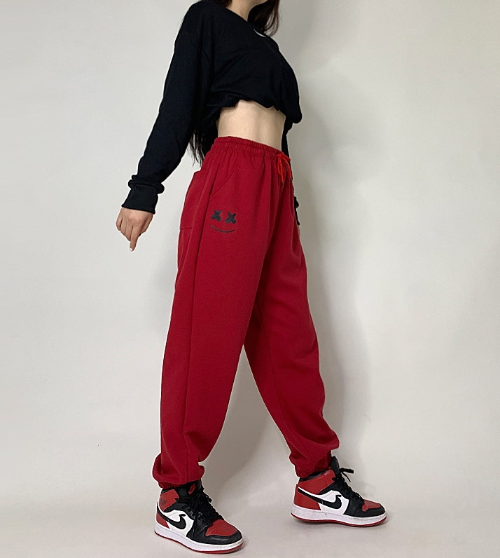 Спортивные брюки 2020 Smile Hip-hop Style Sweatpants Red