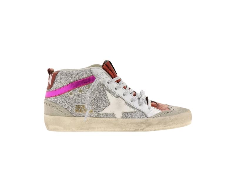 Кроссовки Golden Goose Wmns Mid Star Silver Glitter Pink
