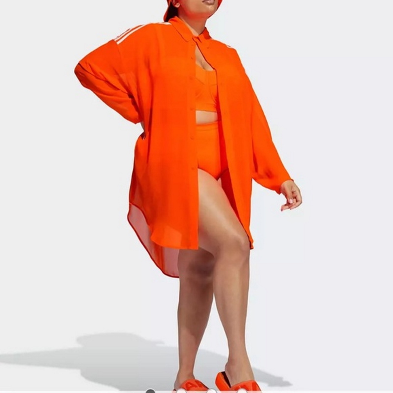 Рубашка adidas Ivy Park Swim Cover-Up Shirt (Plus Size) Solar Orange