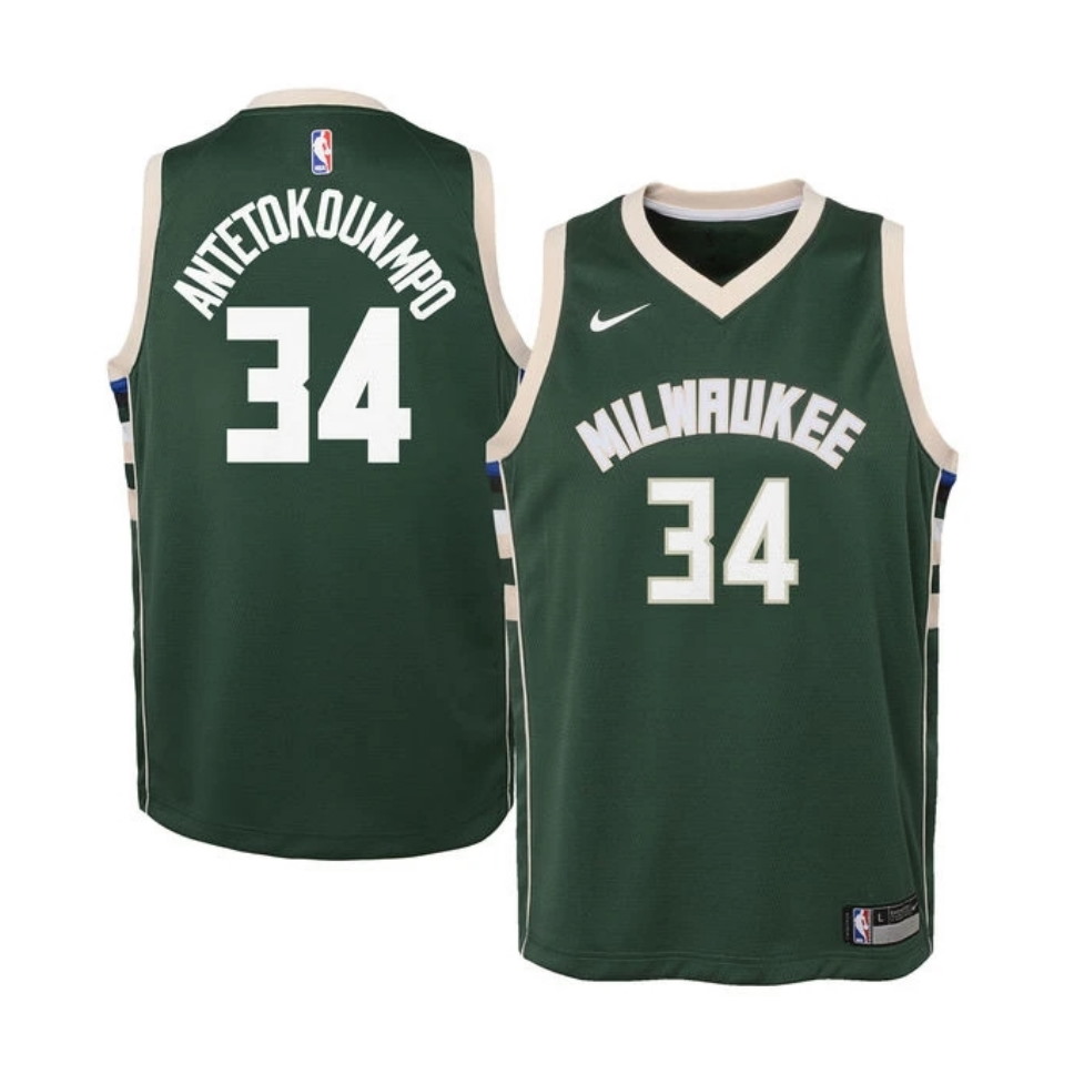 Баскетбольная джерси Nike Giannis Antetokounmpo Milwaukee Bucks 2021 Icon Edition Youth NBA Swingman Jersey