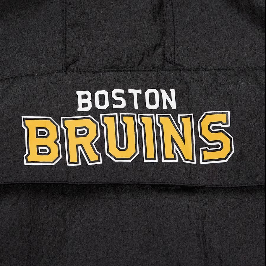 Анорак Mitchell & Ness Black Boston Bruins Team OG 2.0 Anorak Quarter-Zip Hoodie Windbreaker Jacket