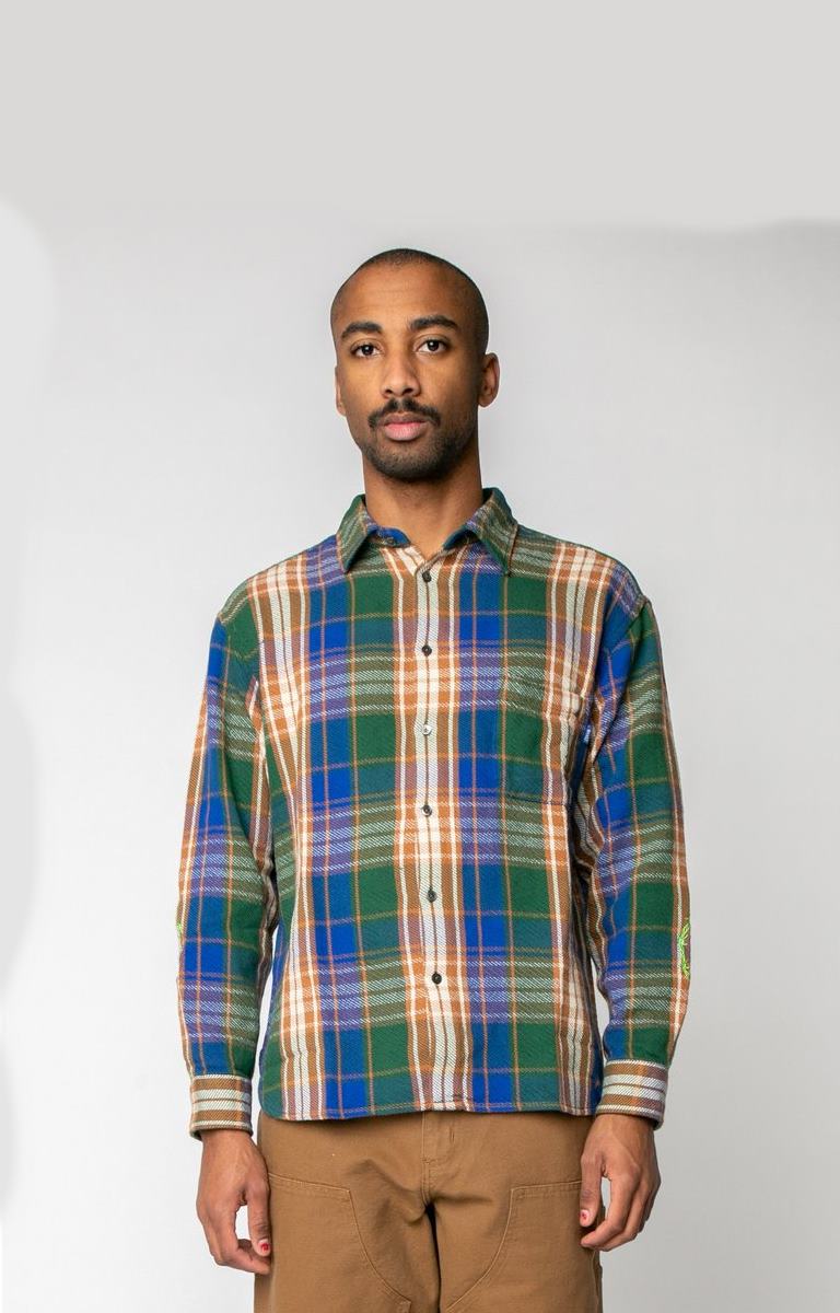 Рубашка Awake Heavyweight Barbed Wire Flannel Green