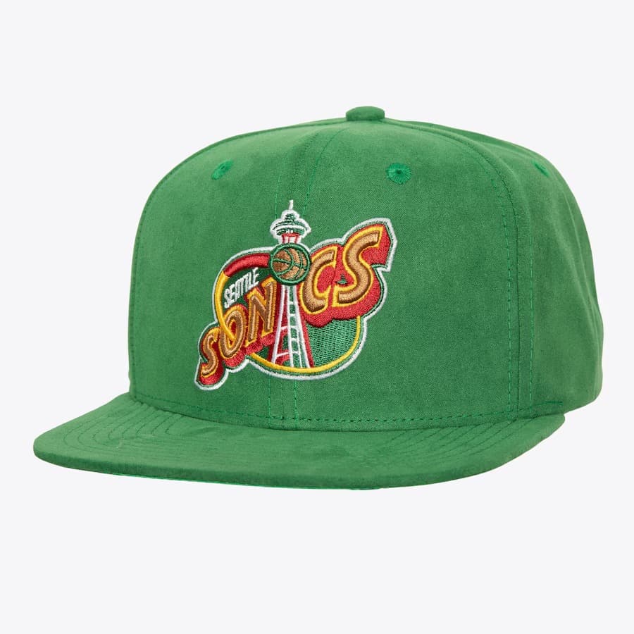 Бейсболка Mitchell & Ness Green Seattle SuperSonics Hardwood Classics Sweet Suede Snapback Hat