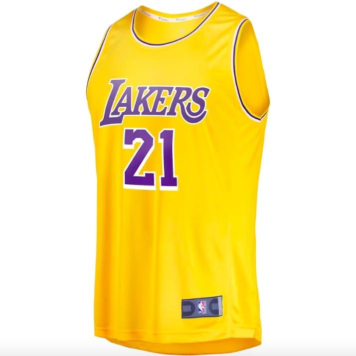 Баскетбольная джерси 2022-23 LA Lakers #21 Patrick Beverly Fast Break Icon Gold Jersey