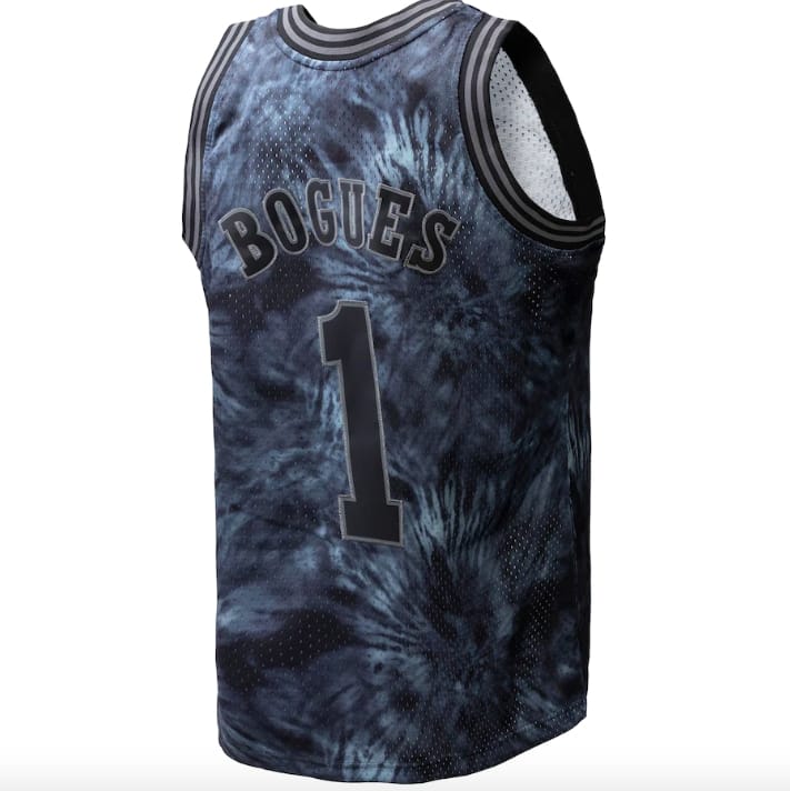 Баскетбольная джерси 1992-93 Charlotte Hornets #1 Muggsy Bogues Hardwood Tie-Dye Swingman Black Jersey