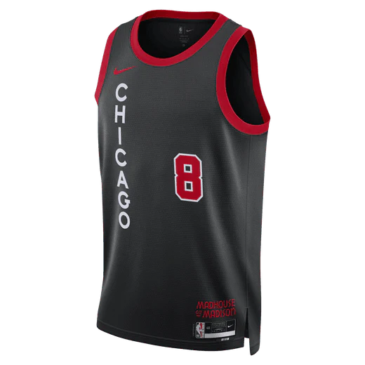 Баскетбольная джерси 2023-24 Chicago Bulls Zach Lavine #8 Swingman City Edition Black Jersey