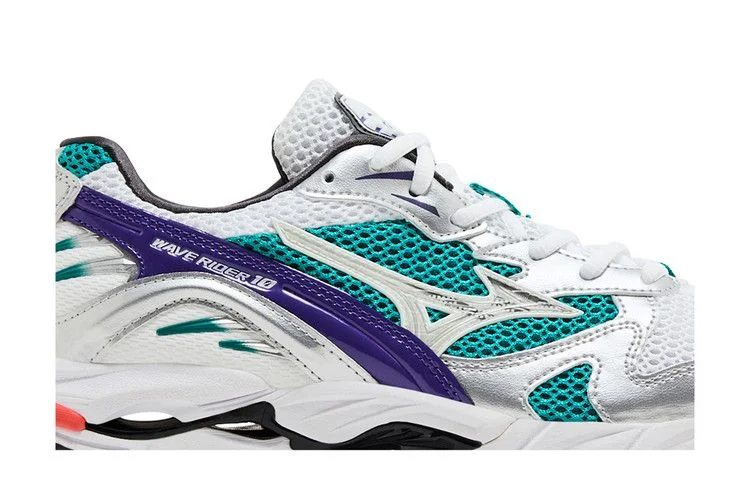 Кроссовки Mizuno Wave Rider 10 'White Silver Teal Blue'