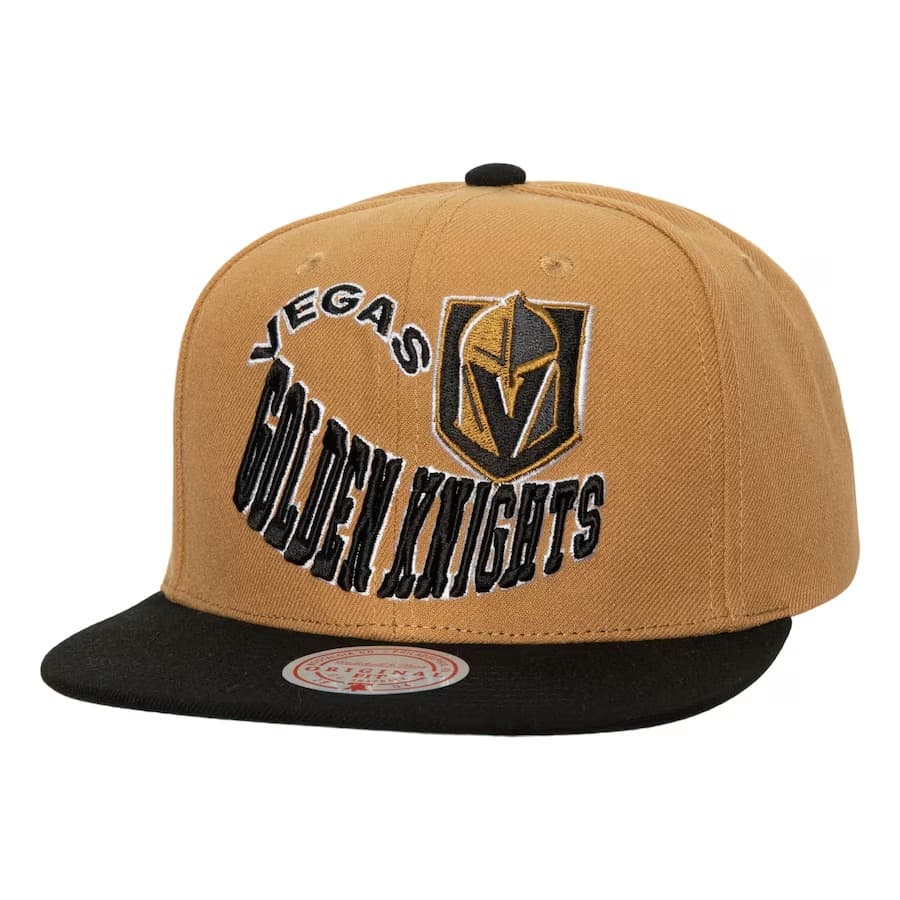 Бейсболка Mitchell & Ness Gold Vegas Golden Knights Crooked Path Snapback Hat