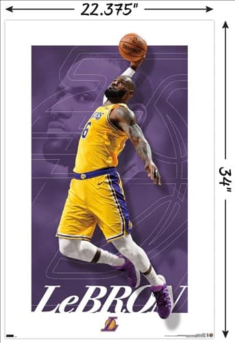 Настенный постер LeBron James Los Angeles Lakers NBA Purple Wall Poster
