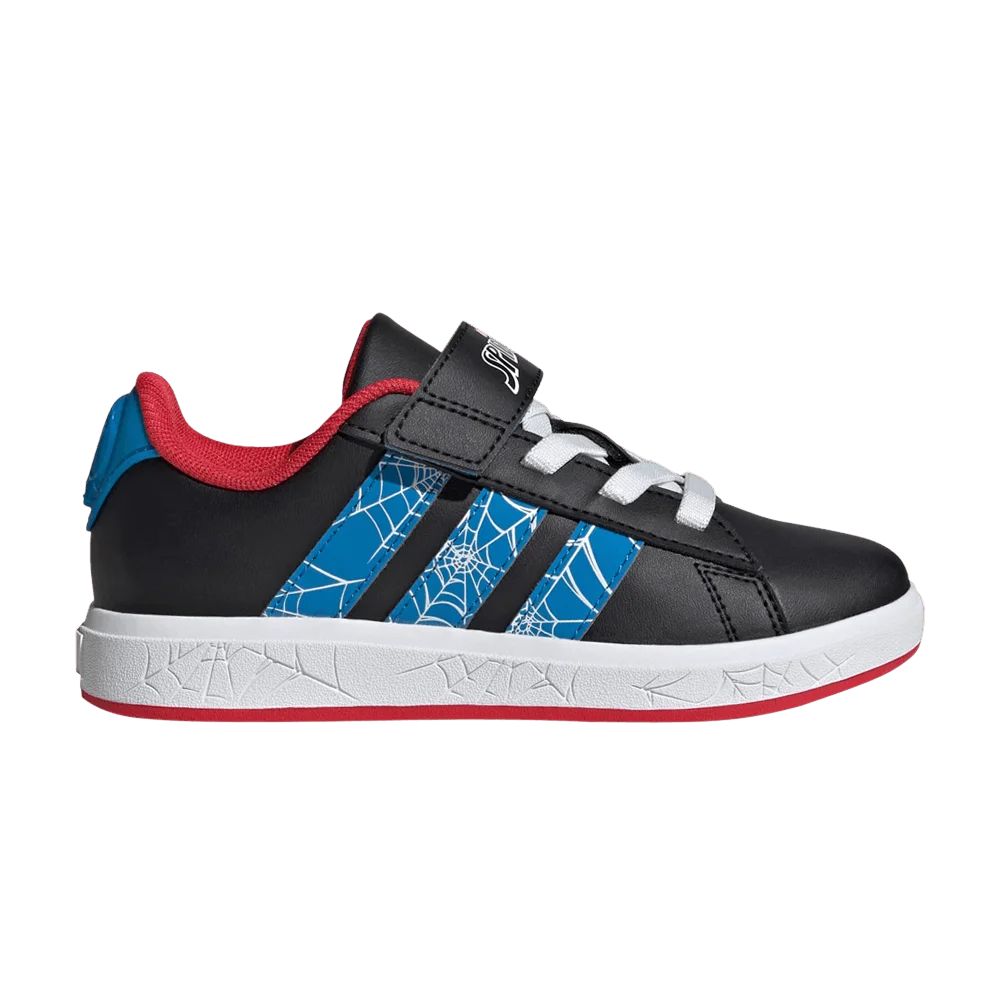 Krossovki-Marvel-x-adidas-Grand-Court-K-Spider-Man-Blue-Web-Stripes