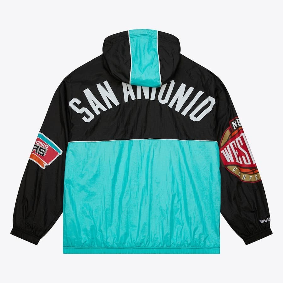 Анорак Mitchell & Ness Black San Antonio Spurs Team 2.0 Anorak Quarter-Zip Windbreaker Jacket
