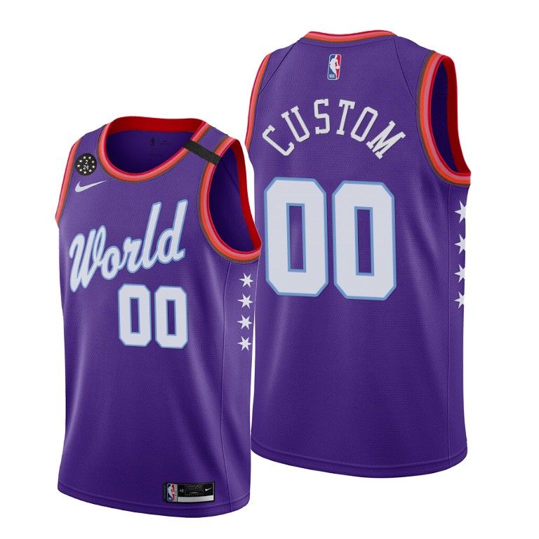 Баскетбольная джерси 2020 Custom NBA Rising Star World Team Purple Jersey
