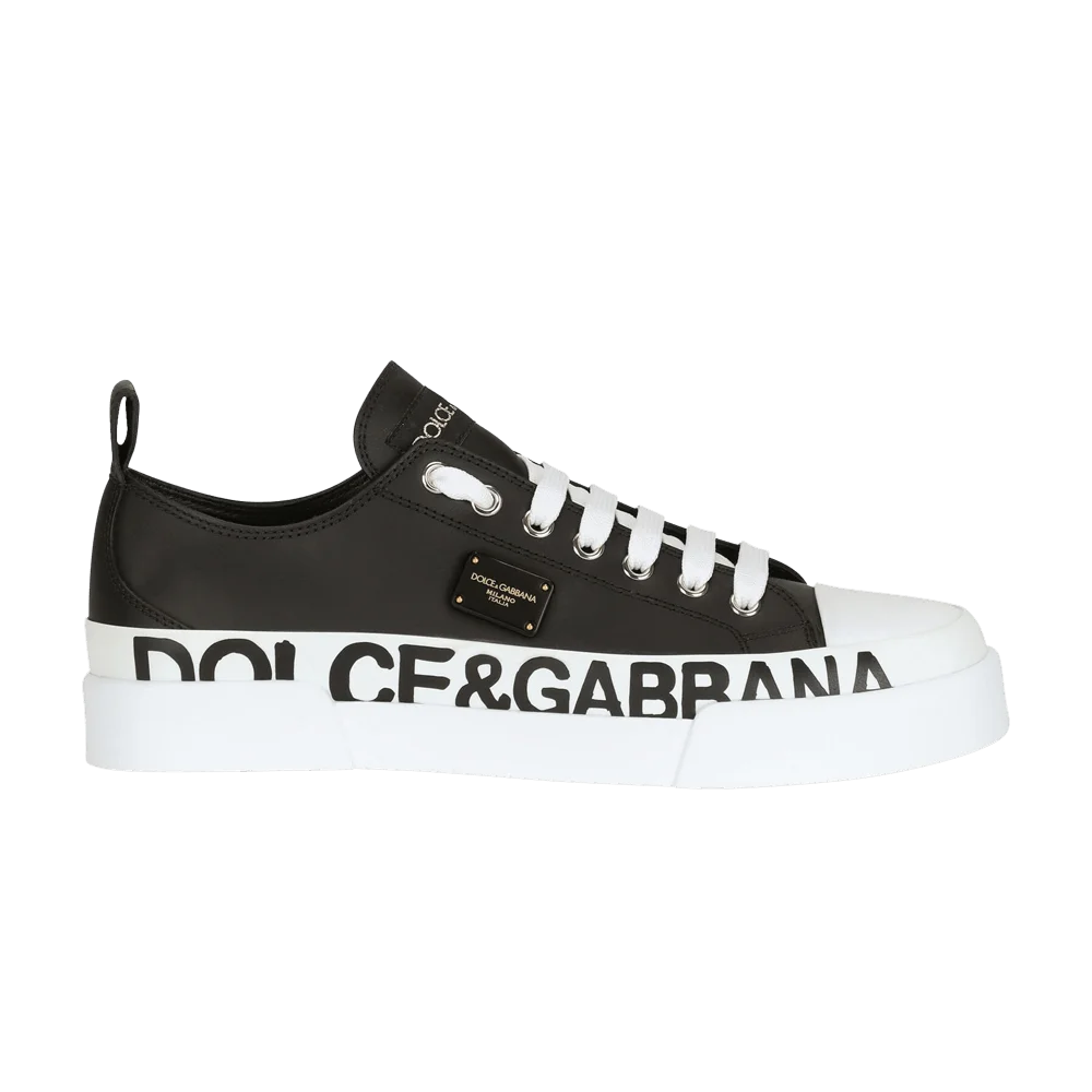 Krossovki-Dolce-Gabbana-Wmns-Portofino-Logo-Print-Black-White