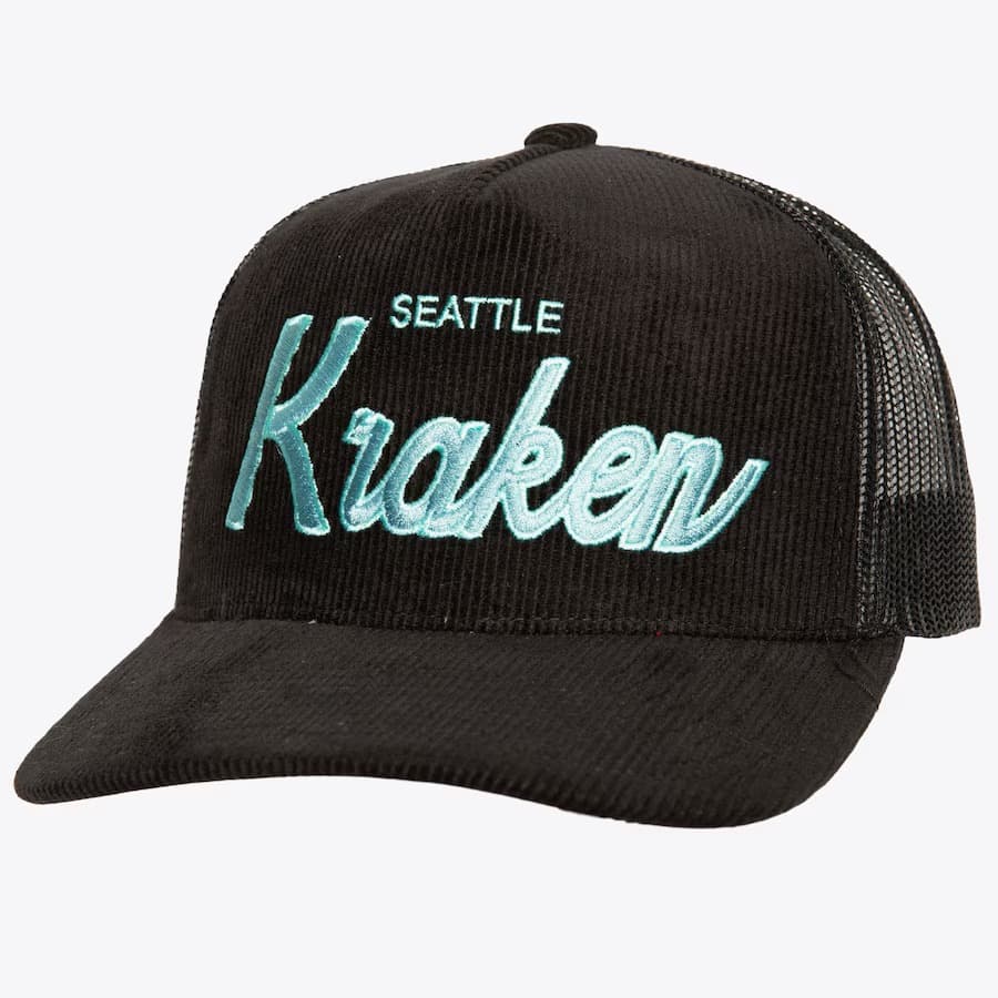 Бейсболка Mitchell & Ness Black Seattle Kraken Times Up Trucker Adjustable Hat