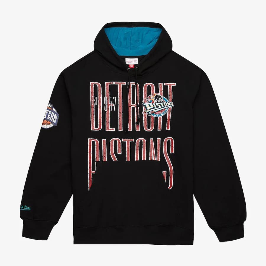 Худи Mitchell & Ness Black Detroit Pistons Team OG Fleece Pullover Hoodie
